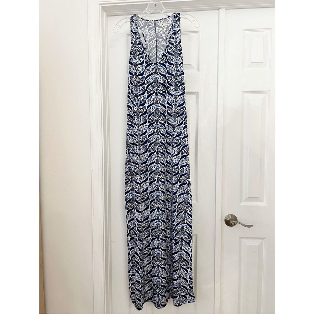 Lilly Pulitzer Blue White Pima Cotton‎ Kerri Maxi Dress A Mermaids Tail Size XXS